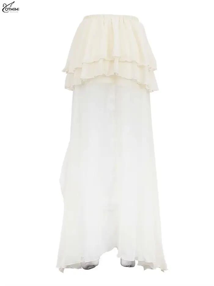 Oymimi décontracté abricot jupes amples pour les femmes mode taille haute jupes plissées élégant mince parole longueur jupe femme vêtements