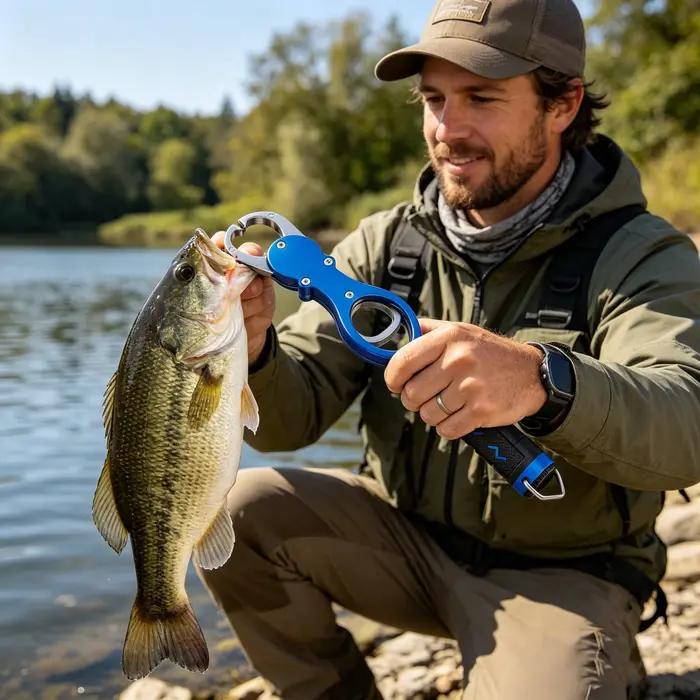 Pince à poisson robuste à long manche en alliage d'aluminium, résistante à l'eau salée, outil de contrôle pour gros poissons