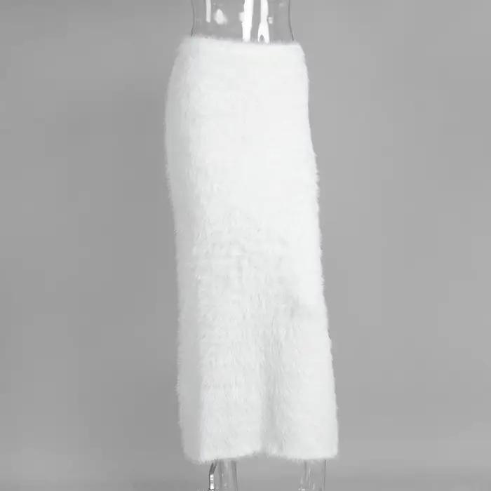 Jupe tricotée en peluche pour femmes