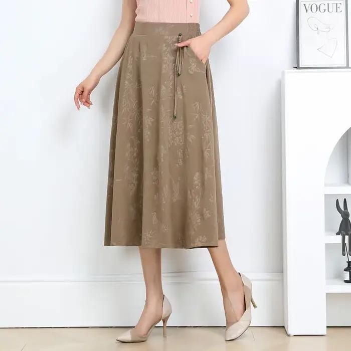 Jupe midi évasée taille haute pour femme