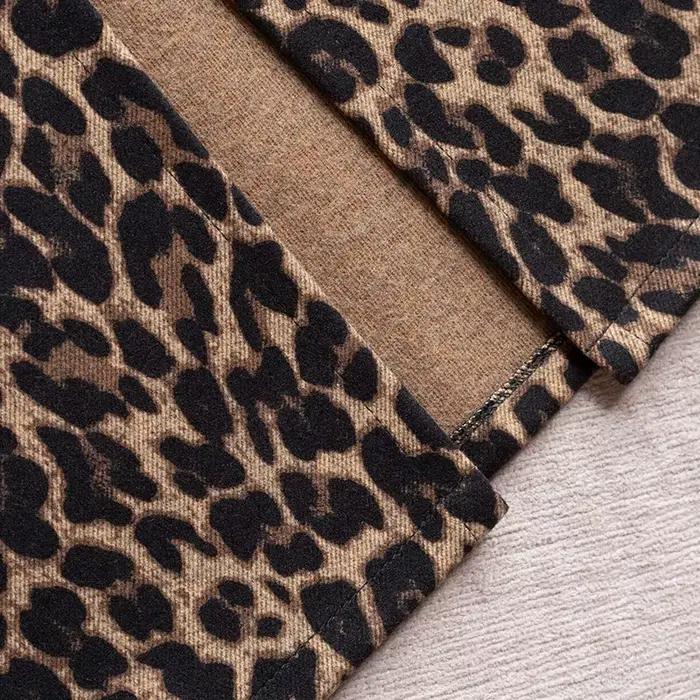 ZUZK élégant longues jupes léopard pour les femmes automne hiver tenue de bureau mince dames jupe taille élastique Maxi