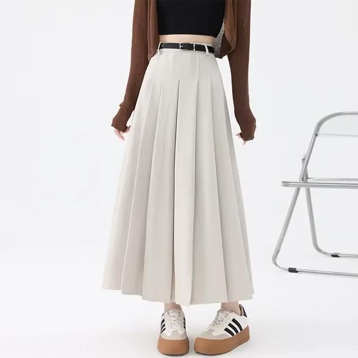 Vintage Beige taille haute jupes plissées femmes mode coréenne collège Style