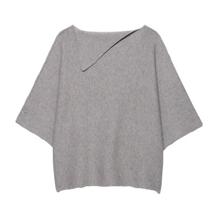 Ensemble élégant jupe midi et pull tricoté pour femme – Nouvelle collection automne – Col roulé et jupe midi en polyester couleur unie
