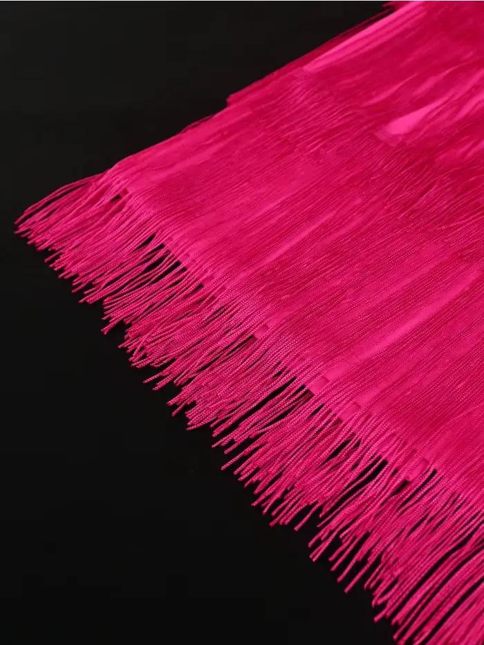 Une épaule frange longues robes pour femmes jaune arc volants manches Empire couches gland soirée anniversaire Cocktail