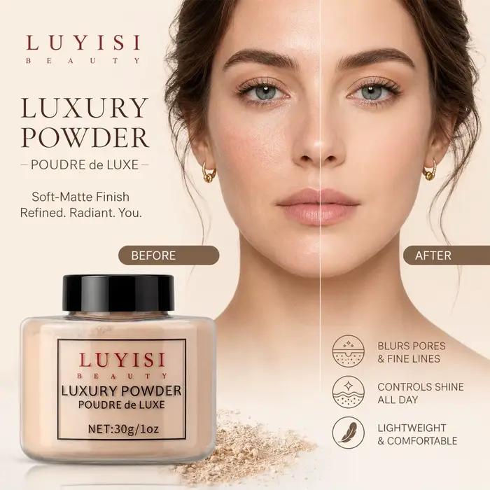 Poudre libre de luxe pour la beauté, poudre de finition et fixatrice pour une peau lisse et mate, poudre visage translucide et légère, longue tenue.
