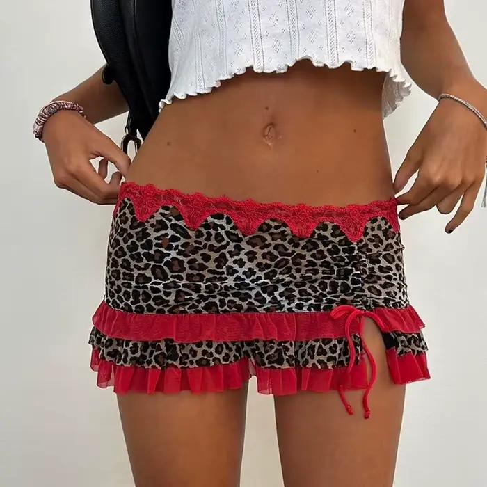 Mini jupe crayon Miro à plusieurs niveaux à imprimé léopard pour femmes