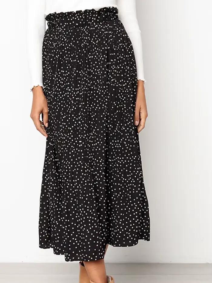Jupe mi-longue plissée à imprimé Floral pour femmes, taille haute élastique, poches latérales, bas féminin élégant, été 2023