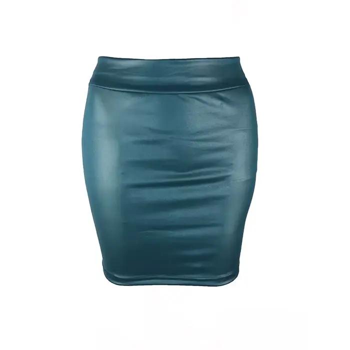Mini jupe crayon en simili cuir noir