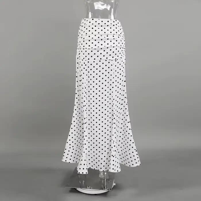 Jupe longue sirène élégante à pois pour femme