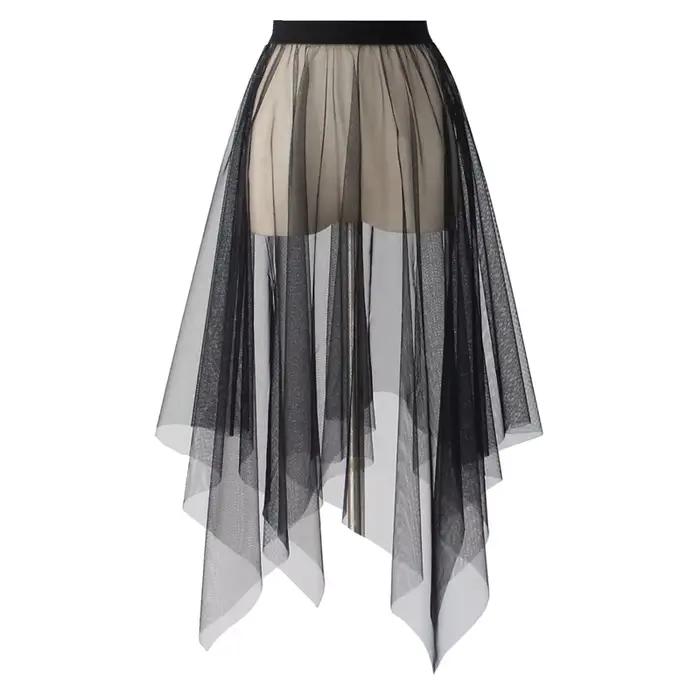 Jupe longue noire blanche en Tulle et dentelle pour femmes