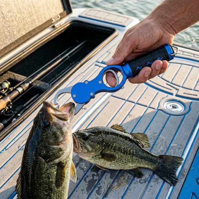 Pince à poisson robuste à long manche en alliage d'aluminium, résistante à l'eau salée, outil de contrôle pour gros poissons