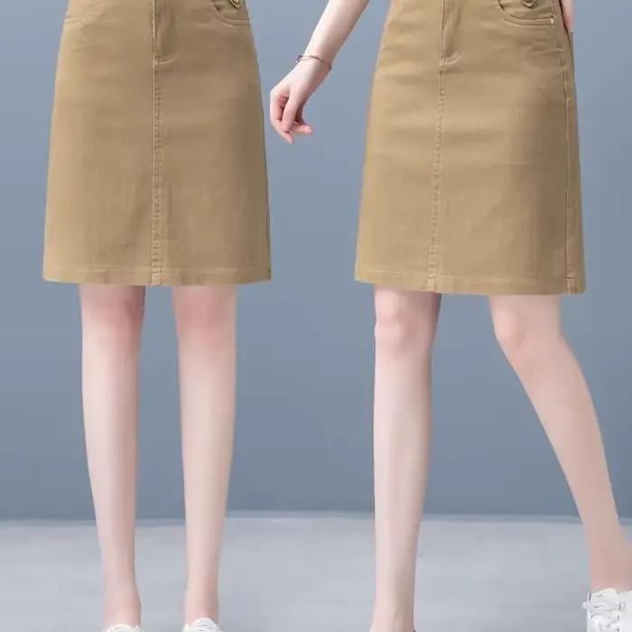 Jupe en jean décontractée mi-longue pour femme