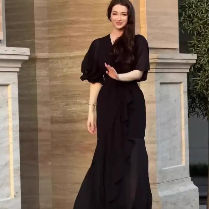 Robe longue unie pour femme