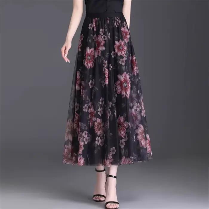 2025 taille haute mince imprimé a-ligne jupe pour les femmes élégant printemps été