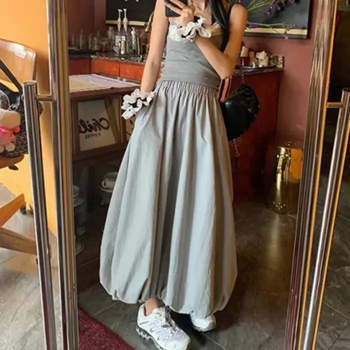 2025 nouvelle jupe de bourgeon de fleur moelleuse femmes mode coréenne taille haute jupes longues femme Streetwear