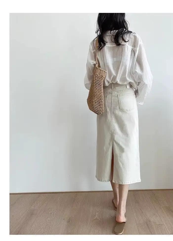 Jupes longues en Denim solide pour femmes