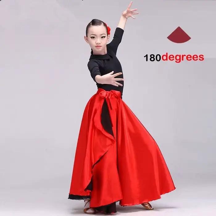 Flamenco espagnol châle jupe femmes adulte sevillana Performance danse noir grande taille femme filles Satin carnaval ballerine robe