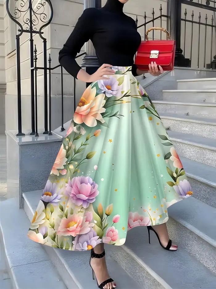 Jupe midi à imprimé floral pour femme