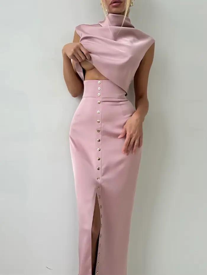 Ensembles élégants de jupes longues en satin pour femmes