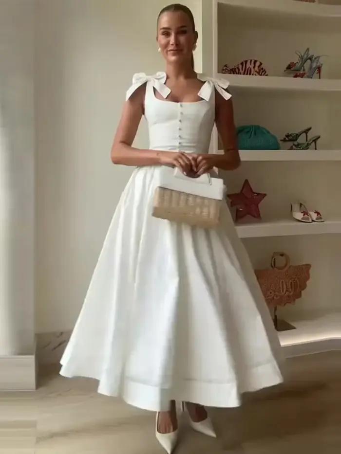Robe longue à nœud élégant pour femmes