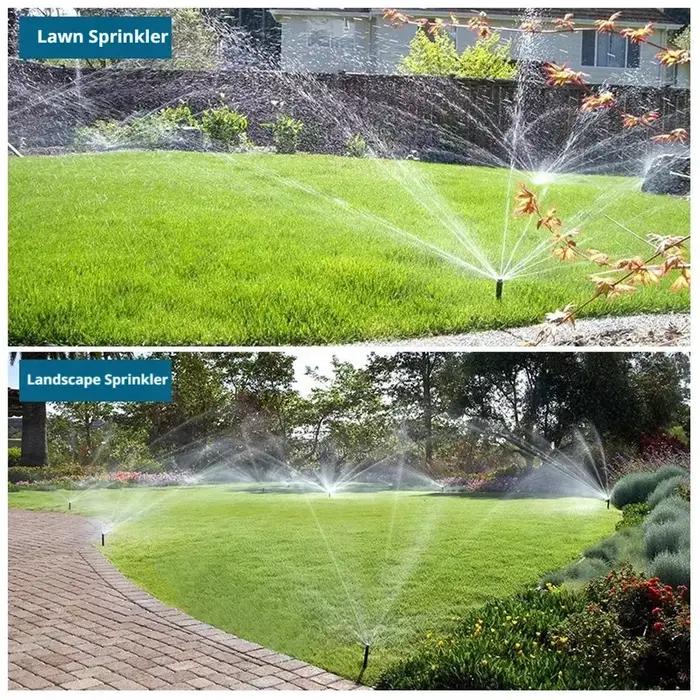 Arroseur rotatif à jet réglable avec arc de 90 à 360 degrés, portée de 5 à 7,5 m pour l'irrigation des pelouses et jardins