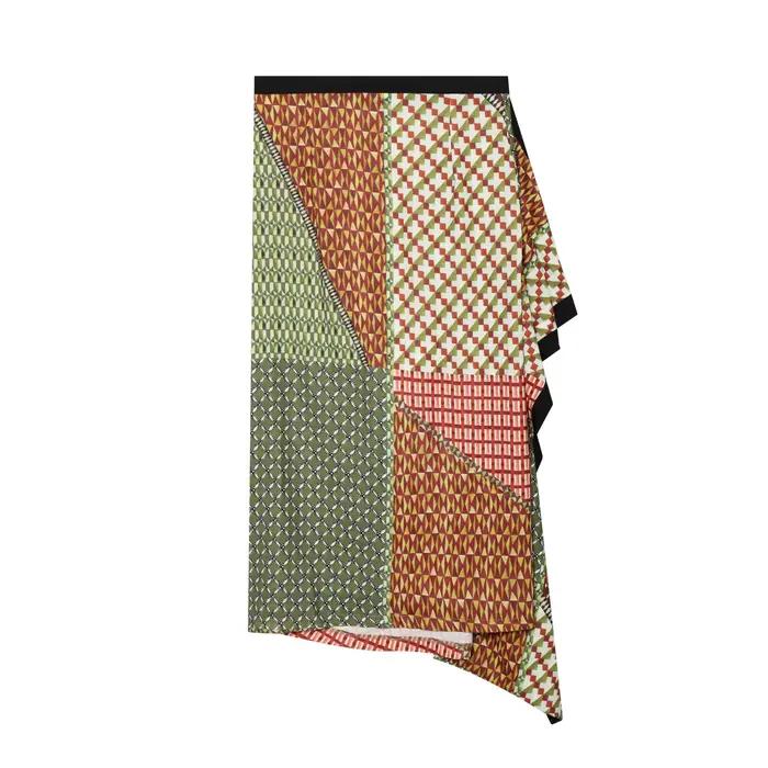 Jupe mi-longue multicolore en nylon pour femmes, style plage et été, confortable et élégante pour toutes occasions