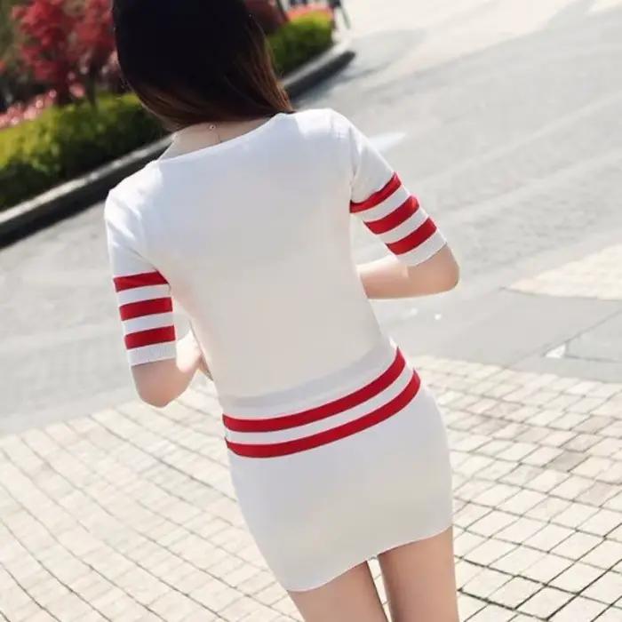 Robe courte à rayures pour femmes