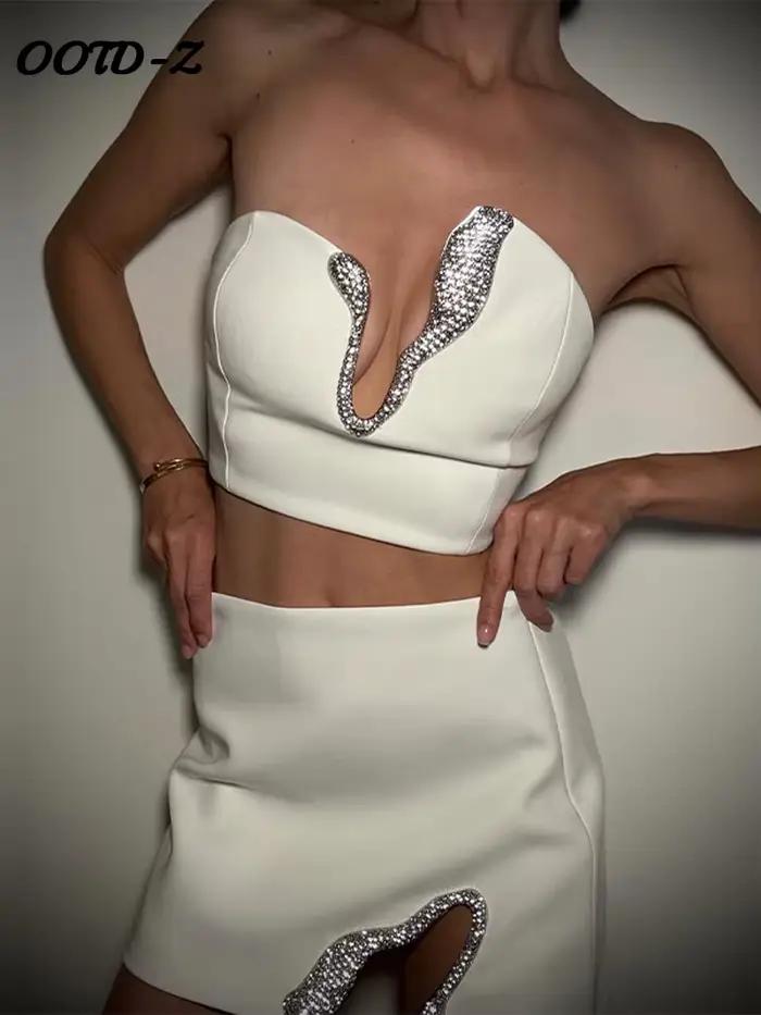 Ensemble Mini jupe Sexy en strass pour femmes