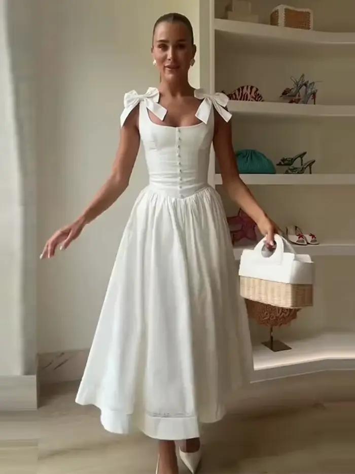 Robe longue à nœud élégant pour femmes