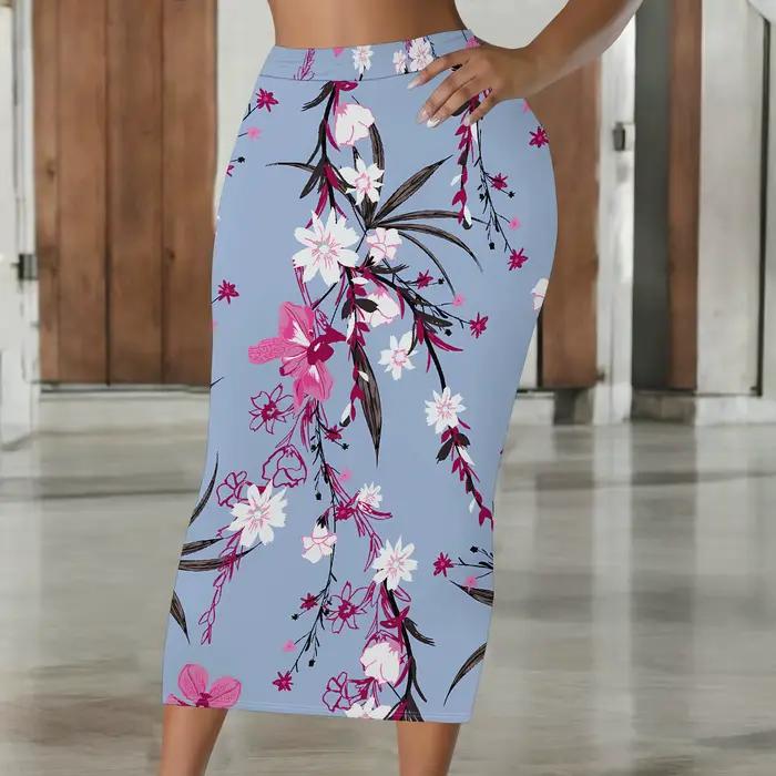 Jupe midi à imprimé floral