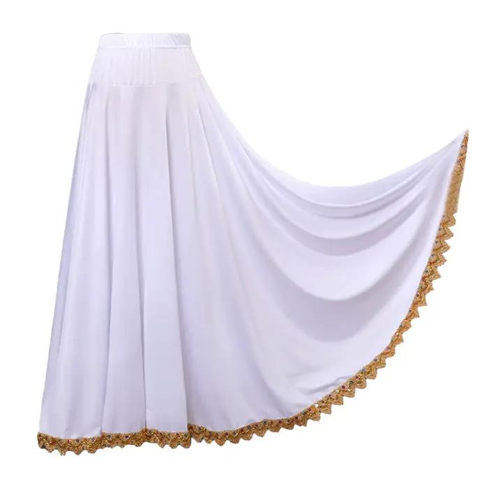 Femmes jupe de danse Flamenco cercle complet taille haute à volants jupes Maxi ventre carré