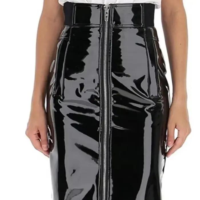 Jupes gothiques en cuir verni brillant pour femmes