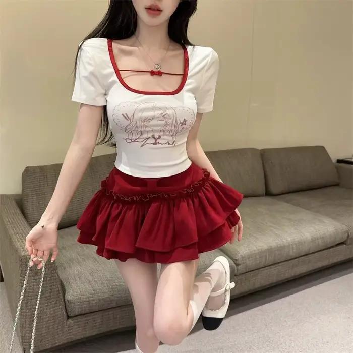 Jupe courte décontractée unie pour femme