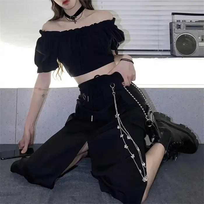Jupe longue noire de Style coréen pour femmes