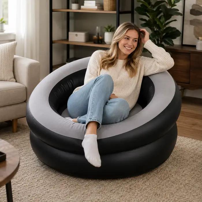 Canapé gonflable confortable pour l'intérieur et l'extérieur, salon, camping, patio, siège relaxant