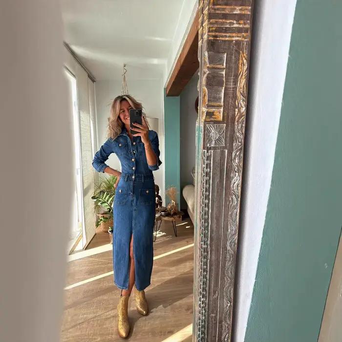 Robes en jean mi-longues pour femmes