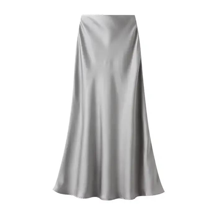 Femme 2025 jupe en Satin femmes taille haute jupes longues