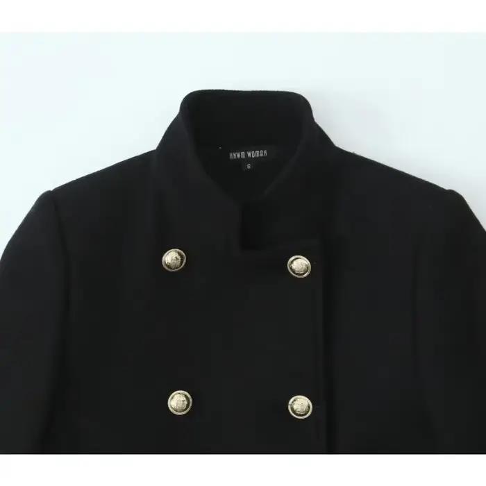 Manteau en laine automne mode noir manteau Long élégant et joli manteaux pour femmes américain rétro vêtements d'extérieur d'automne manteaux urbains