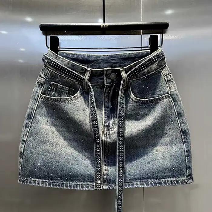 Mini-jupe en jean rétro oversize pour femme