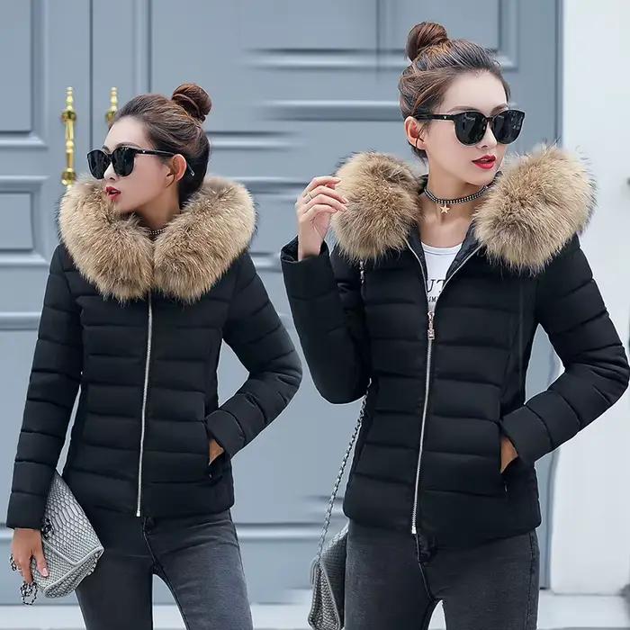 Manteau d'hiver pour femme, parka en duvet et coton, mode automne-hiver, parka à capuche courte, épaisse et chaude, veste décontractée ample pour femme