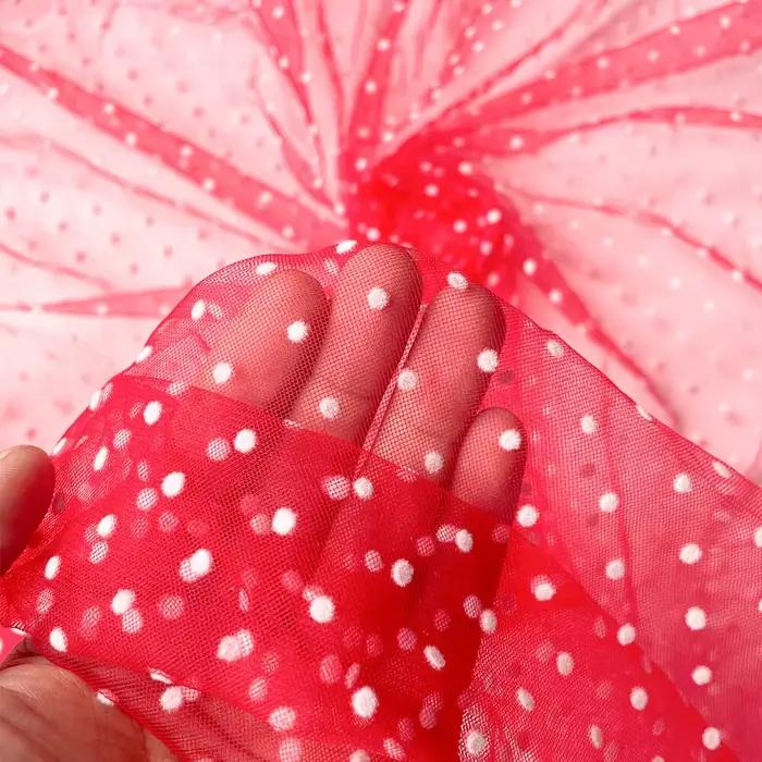 Tissu Tulle floqué à pois