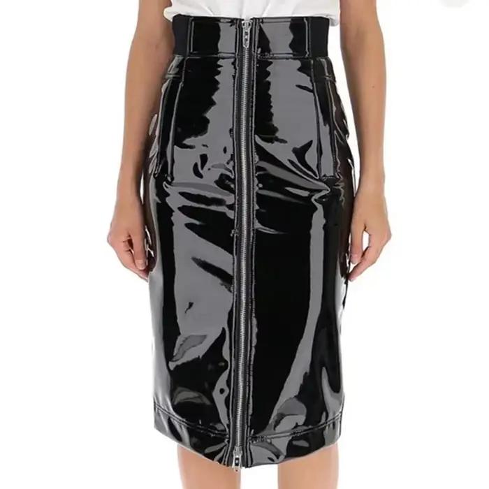 Jupes gothiques en cuir verni brillant pour femmes