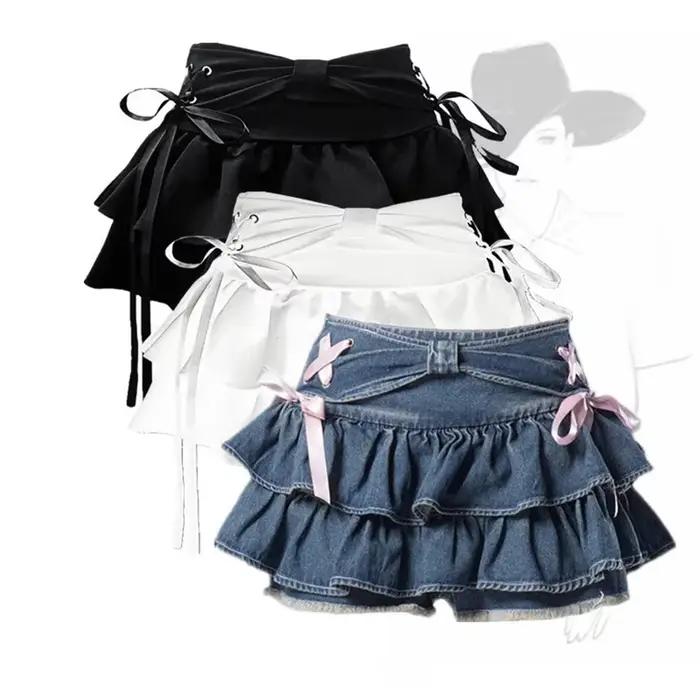 Mini jupe en jean gothique pour femmes