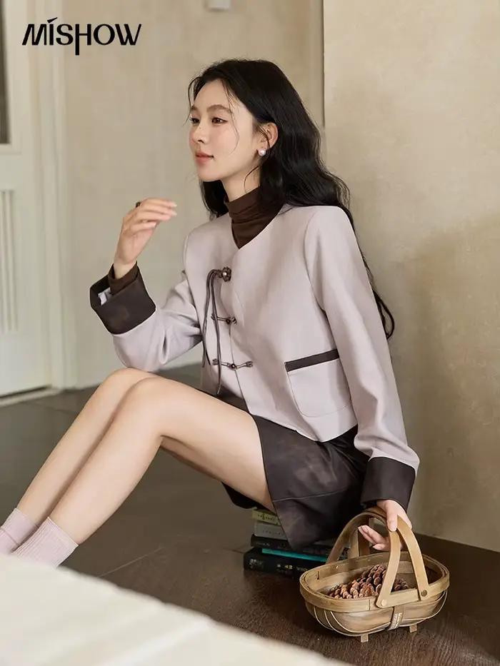 MISHOW Taro-Mini jupe asymétrique violette pour femme, vêtements d'extérieur vintage élégants, haut d'automne et d'hiver, MXD43W0417, 2024