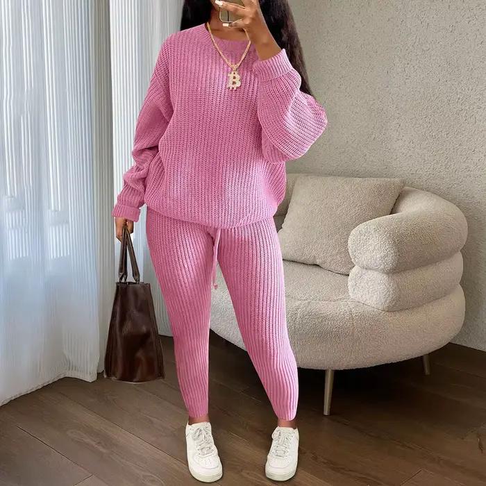Ensemble deux pièces pull tricoté pour femmes