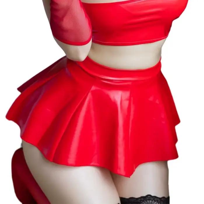 Mini jupe plissée en Faux cuir PU pour femmes