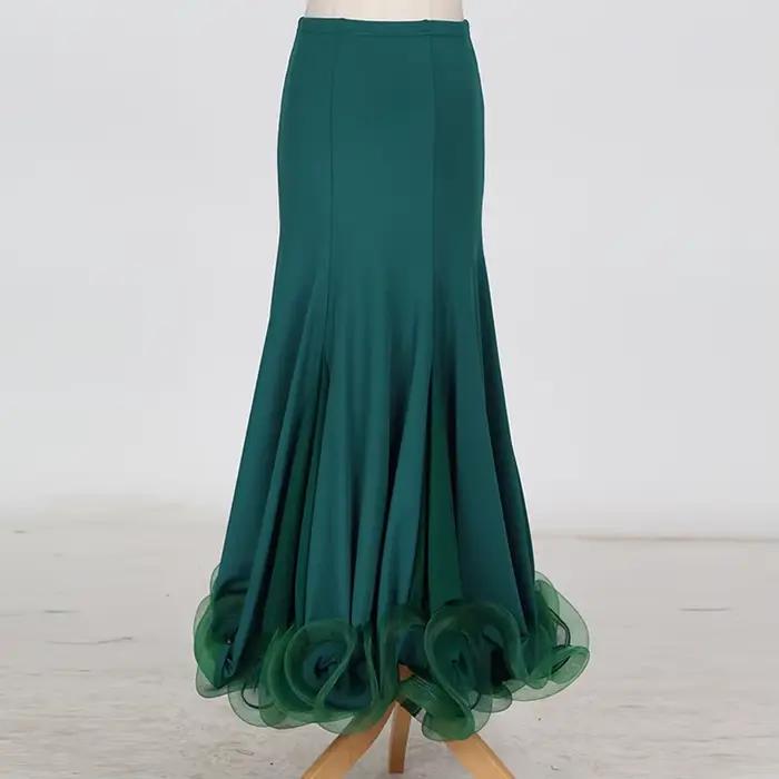 Jupe de danse de salon moderne pour femmes polyester élasthanne couleurs variées blanc beige brun orange rose occasions spéciales compétitions spectacles soirées dansantes