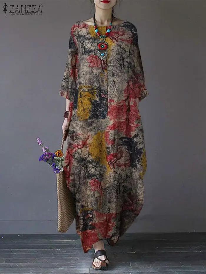 Robe imprimée vintage pour femme