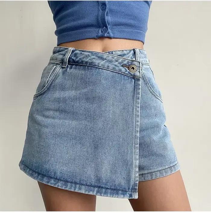 Jupe en jean taille haute amincissante pour femme