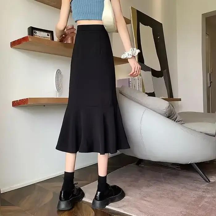 Jupe sirène à volants taille haute pour femmes